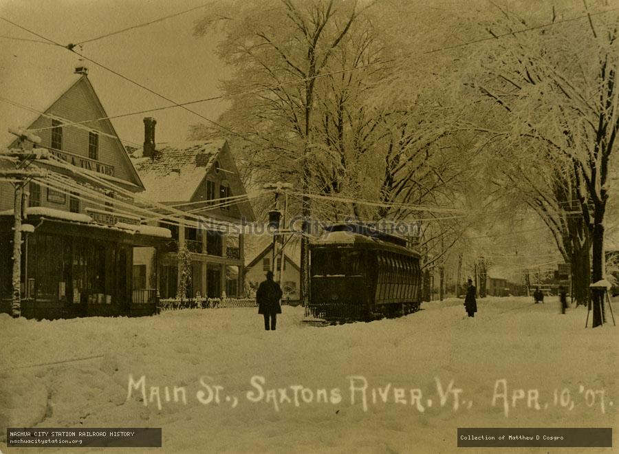 Postcard: Main Street, Saxtons River, Vermont - April 10, 1907